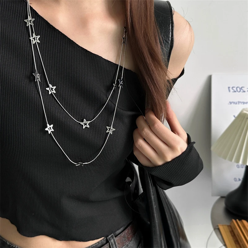 合金项链 X6133-1双层简约叠戴五角星项链气质时尚百搭个性ins