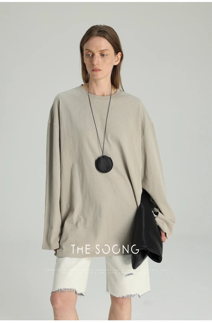 THESOONG|‘爆炸好穿屁帘T’定染系列极简舒适肌理长袖大版上衣6124