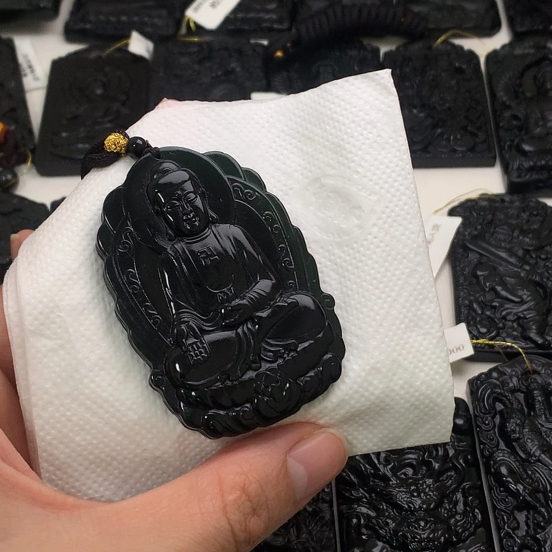 天然缅甸a货钢琴黑挂件