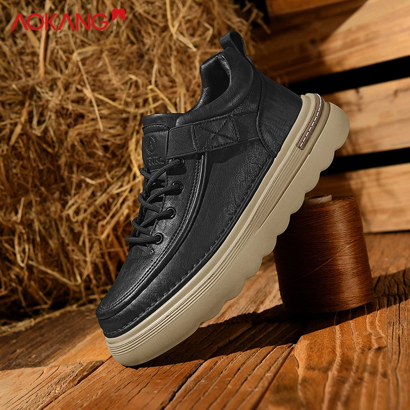 Aokang/奥康2025冬季户外增高防滑休闲马丁靴时尚保暖一脚蹬男鞋