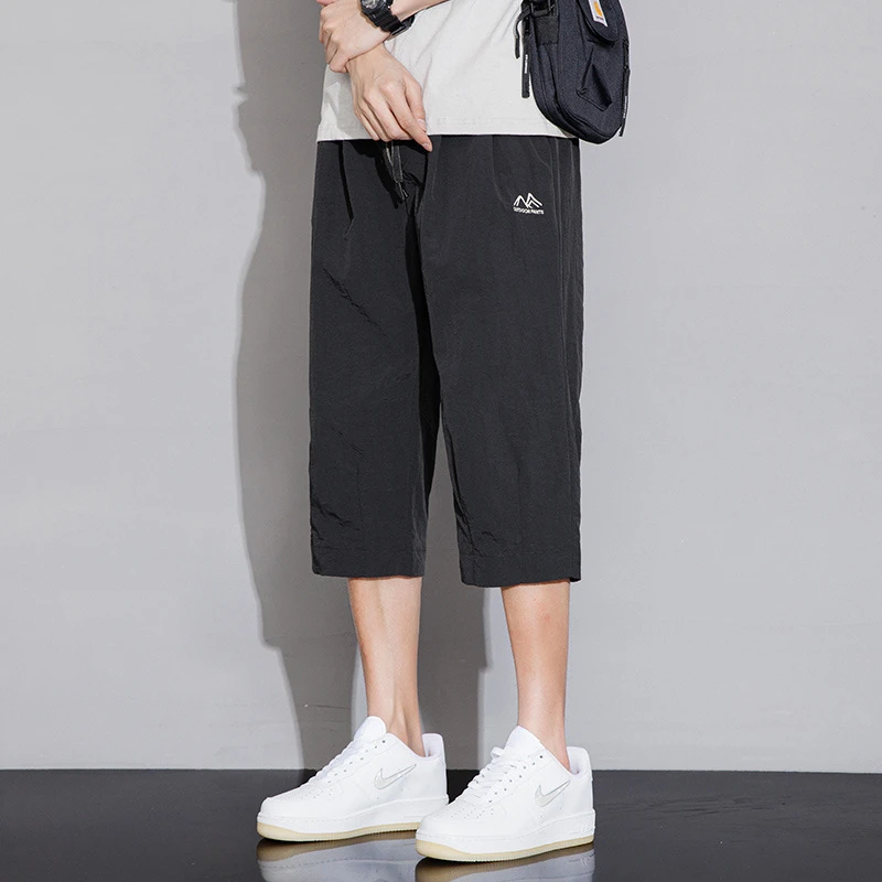 七分裤男士夏季冰丝薄款直筒中裤宽松速干休闲百搭运动短裤子男款