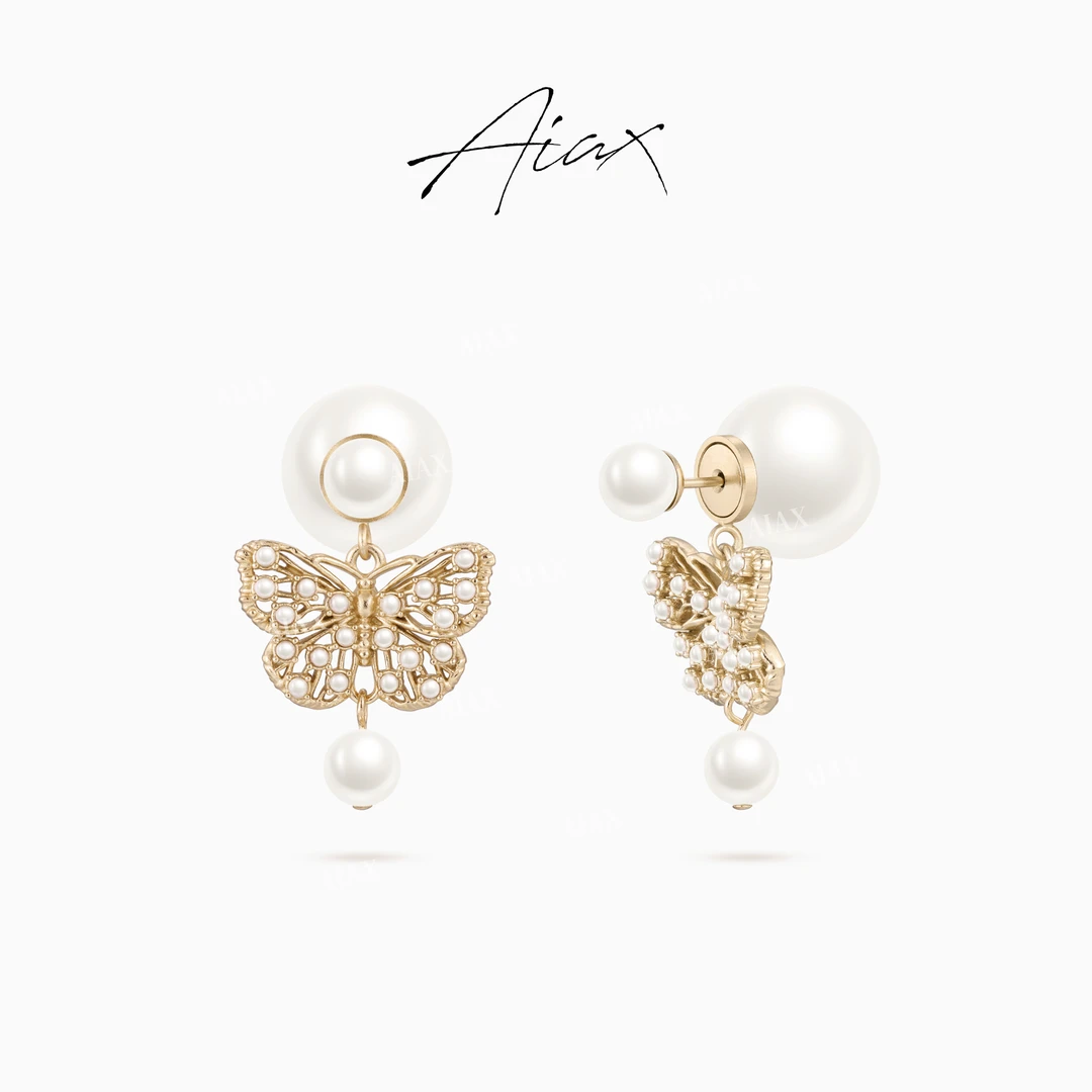 AIAX【蝴蝶珠】秋上新小众轻奢简约高级蝴蝶珠珠耳环TSL2981