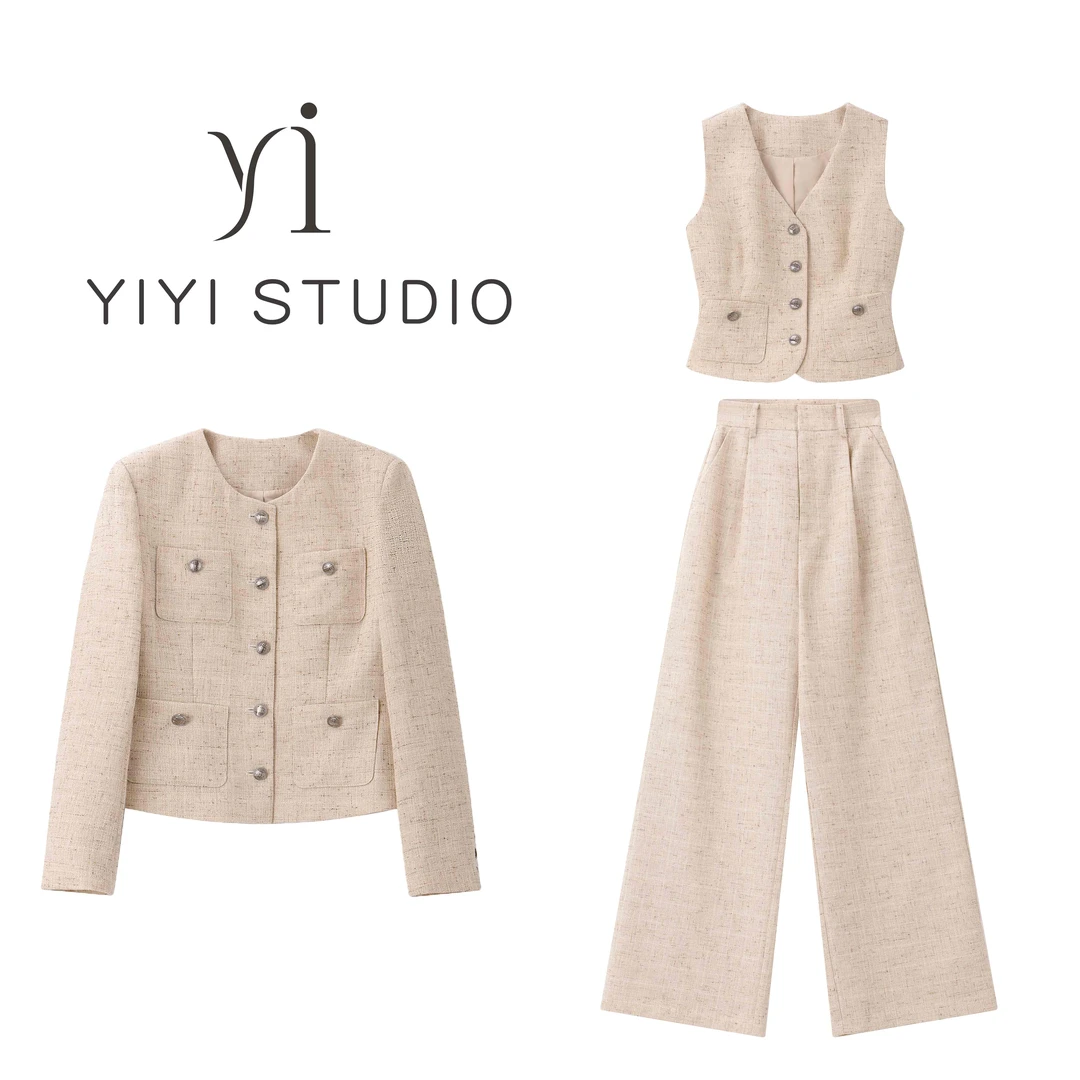 【珍妮弗日记】<YiYiii>小香风V领马甲外套高腰鱼尾裙阔腿裤