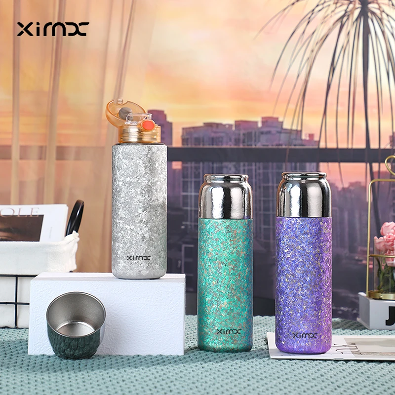 XIMX/希么希纯钛磁吸弹盖双层隔热保温杯超轻轻薄户外大容量钛杯