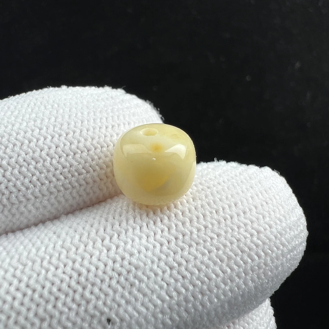 M6868天然俄料蜜蜡白蜡老型单珠9.2*7.7mm支持鉴定假一罚四