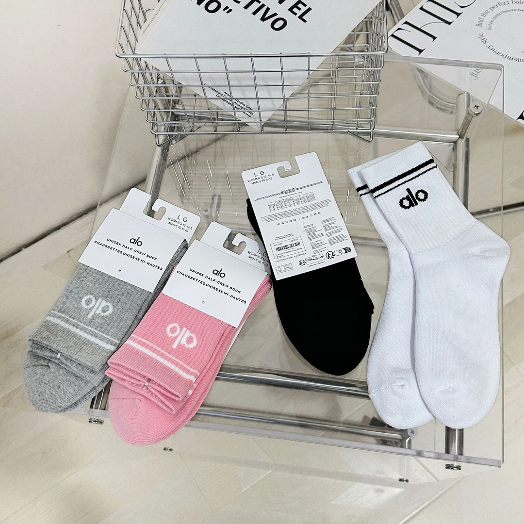 alo毛巾袜高品质中高筒精梳棉女堆堆袜复古瑜伽普拉提运动袜