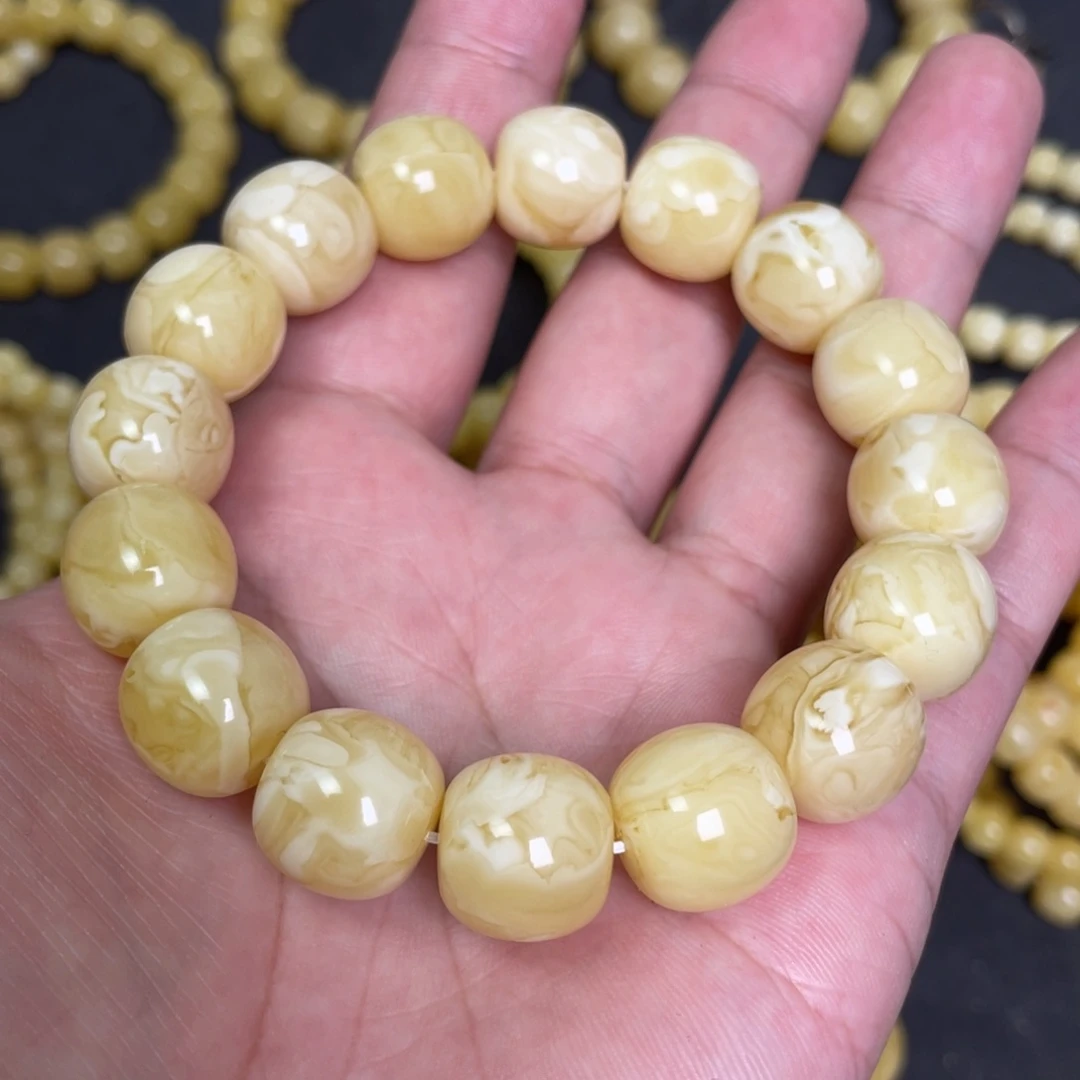 蜜蜡未镶嵌裸石同料手串14.5mm