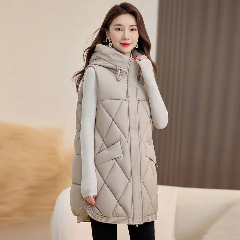冬季中长款厚款棉马甲女韩版宽松马夹外套秋冬洋气保暖加厚棉坎肩