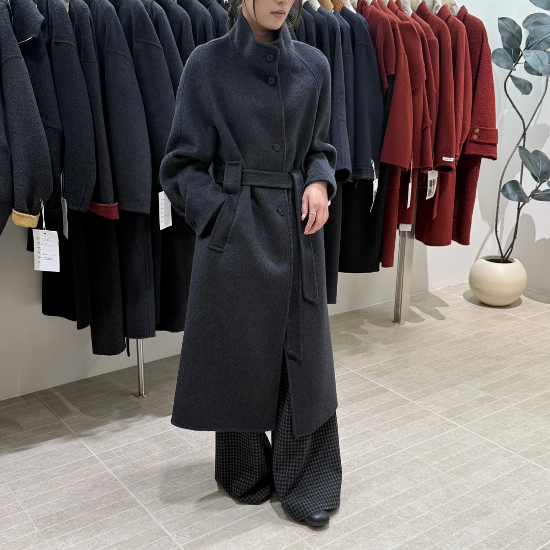 2025秋冬新款长款休闲毛呢外套立领气质女装盛世通勤外套