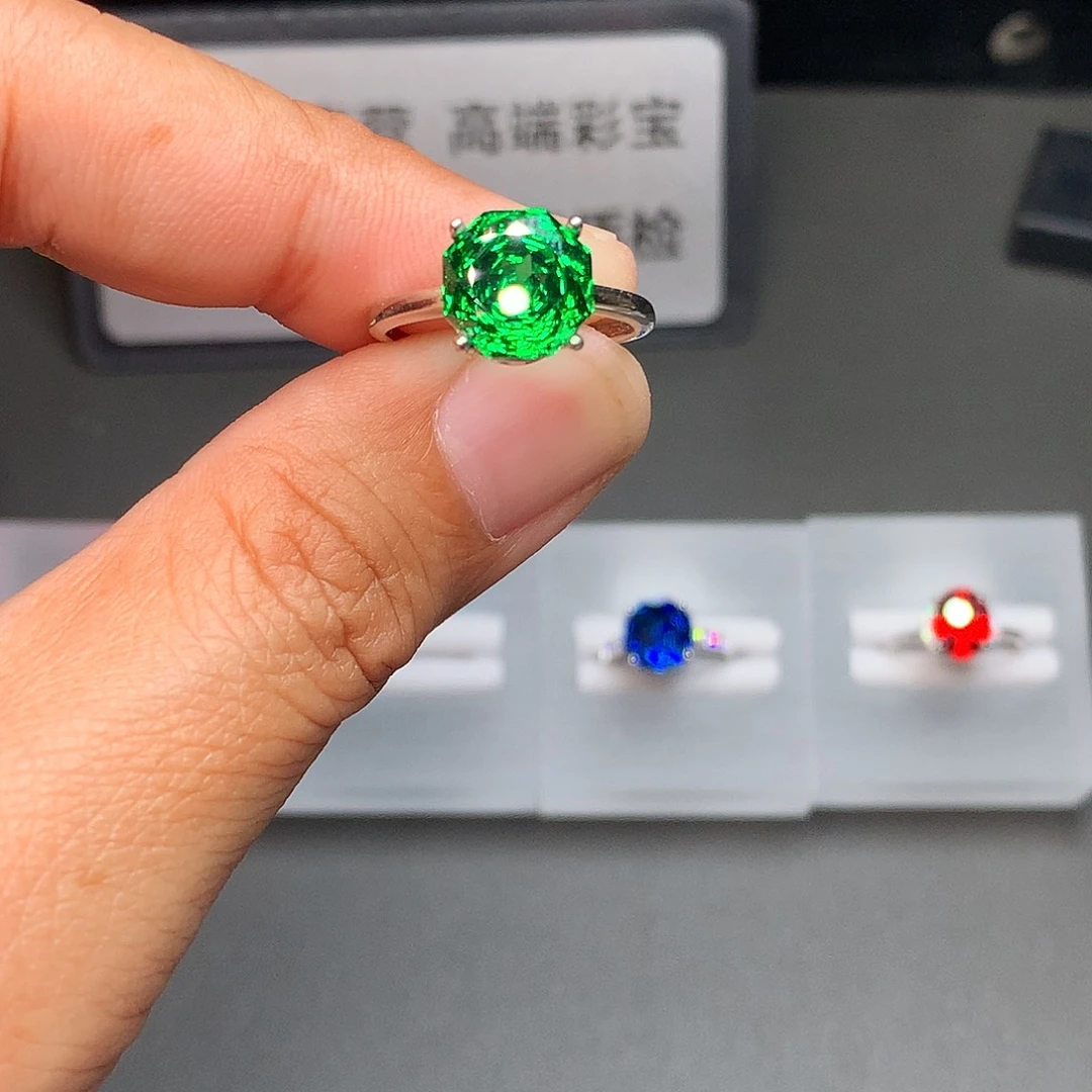 银S925镶嵌戒指碧玺