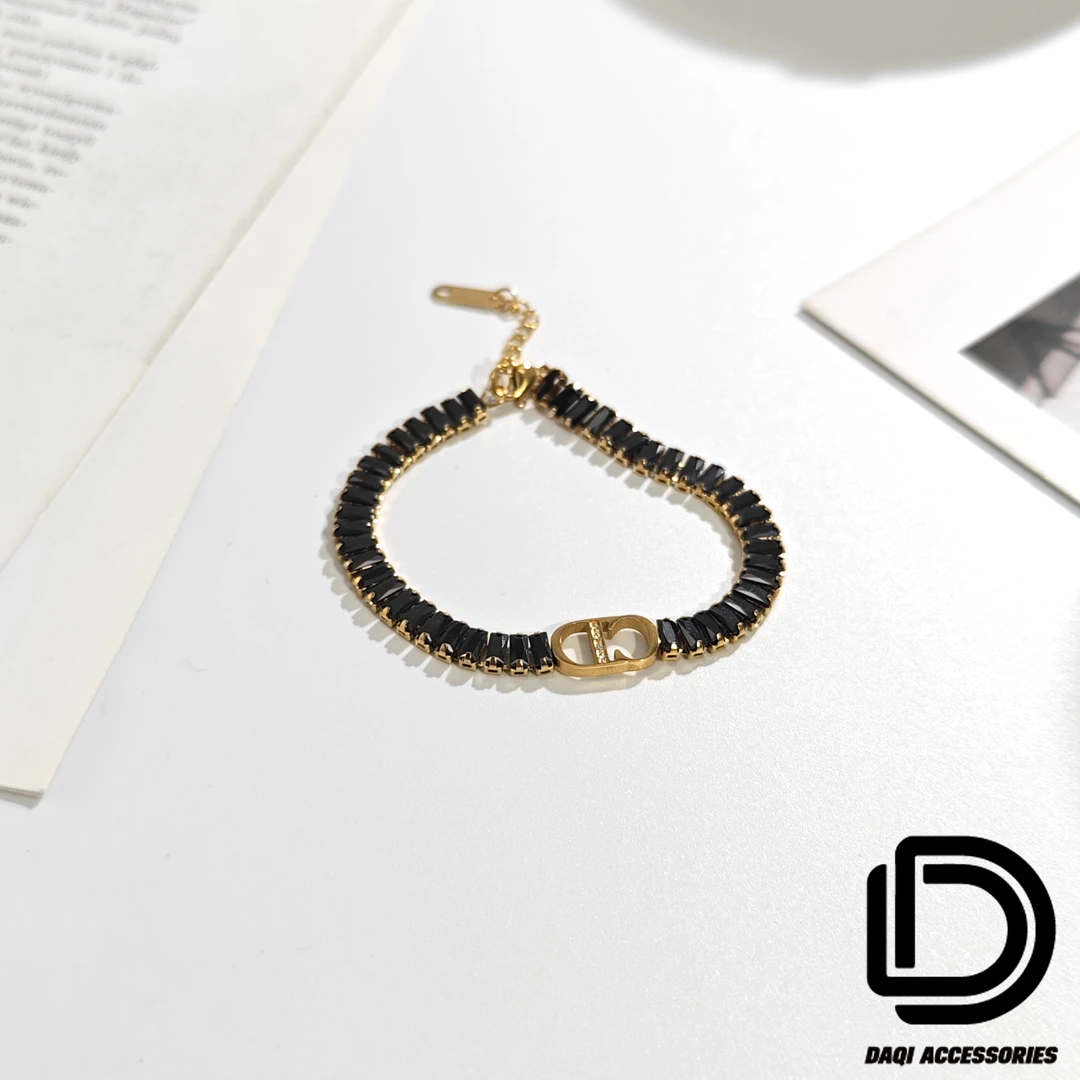 铜合金合成锆石手链 0347大淇原创小众设计潮流字母个性手链