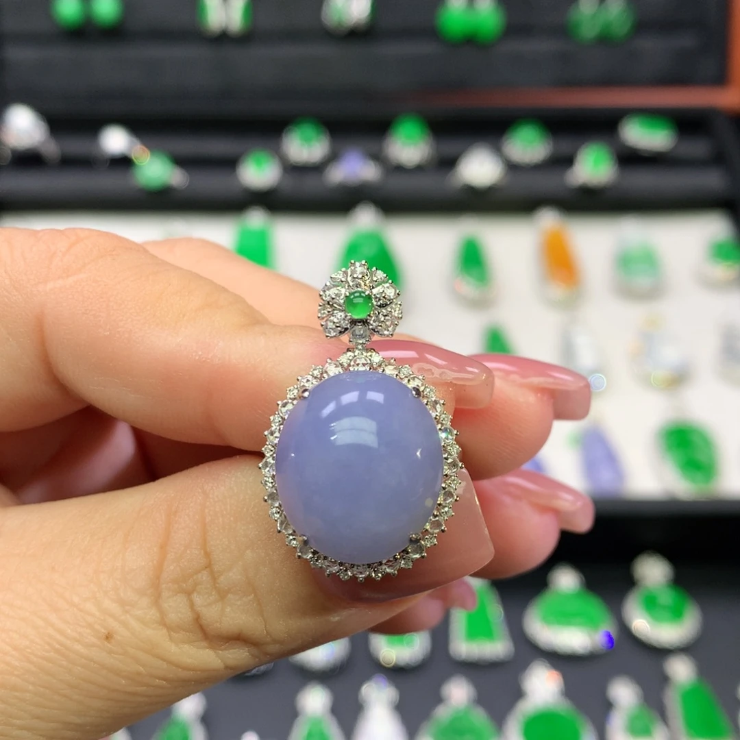 翡翠18K金镶嵌吊坠(不含链)