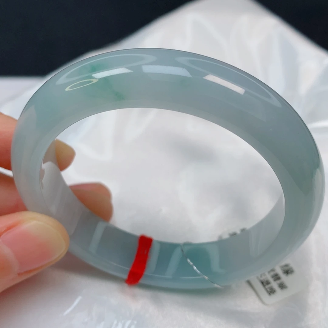 未镶嵌手镯翡翠54.6正圈，冰胶淡色，018