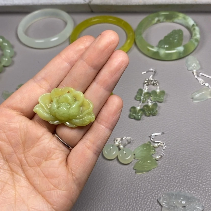 【闪购商品】蛇纹石玉未镶嵌挂件耳饰耳环项链