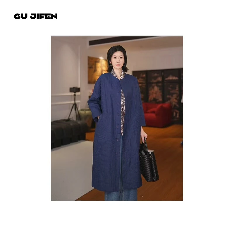 GU JIFEN｜繁花似锦｜重工绣花纹轻薄棉服圆领开衫纯色薄款 X58003