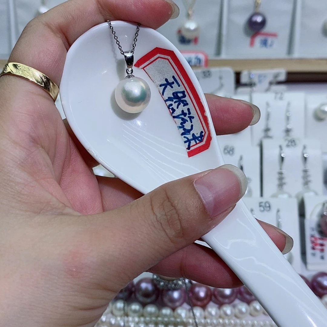 淡水珍珠银S925镶嵌吊坠(赠链)