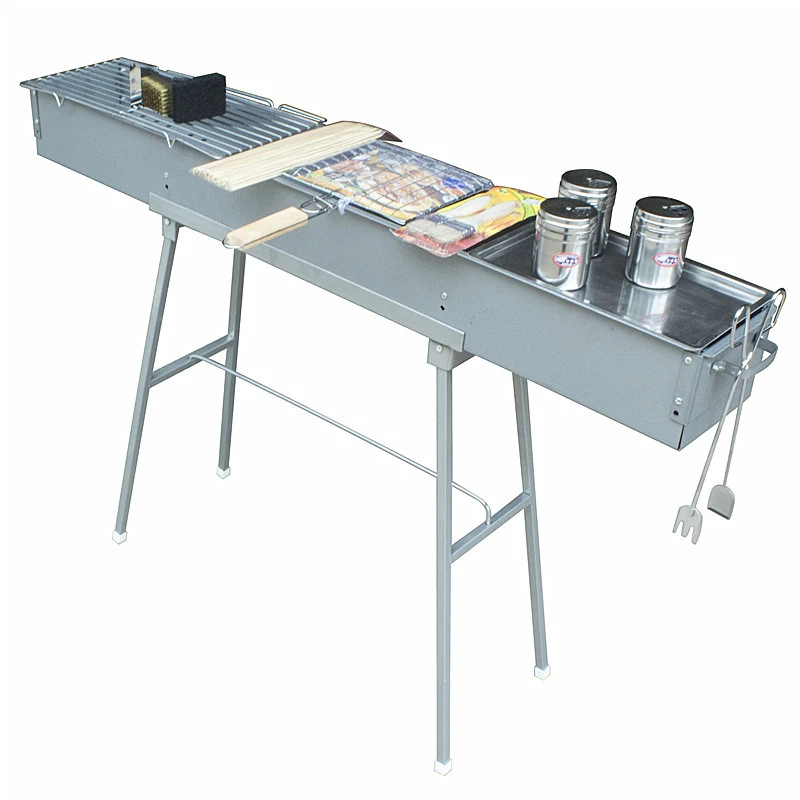 新疆包邮大号加厚商用户外木炭羊肉串烧烤炉一米二长内宽现代简约