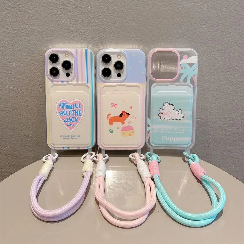 卡通适用苹果防摔卡包一体手机壳iphone15透明14手机套16Pro