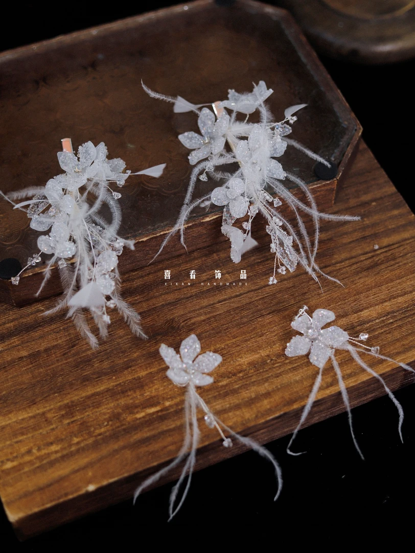 BH6266喜看精选新年头饰耳饰羽毛串珠头饰