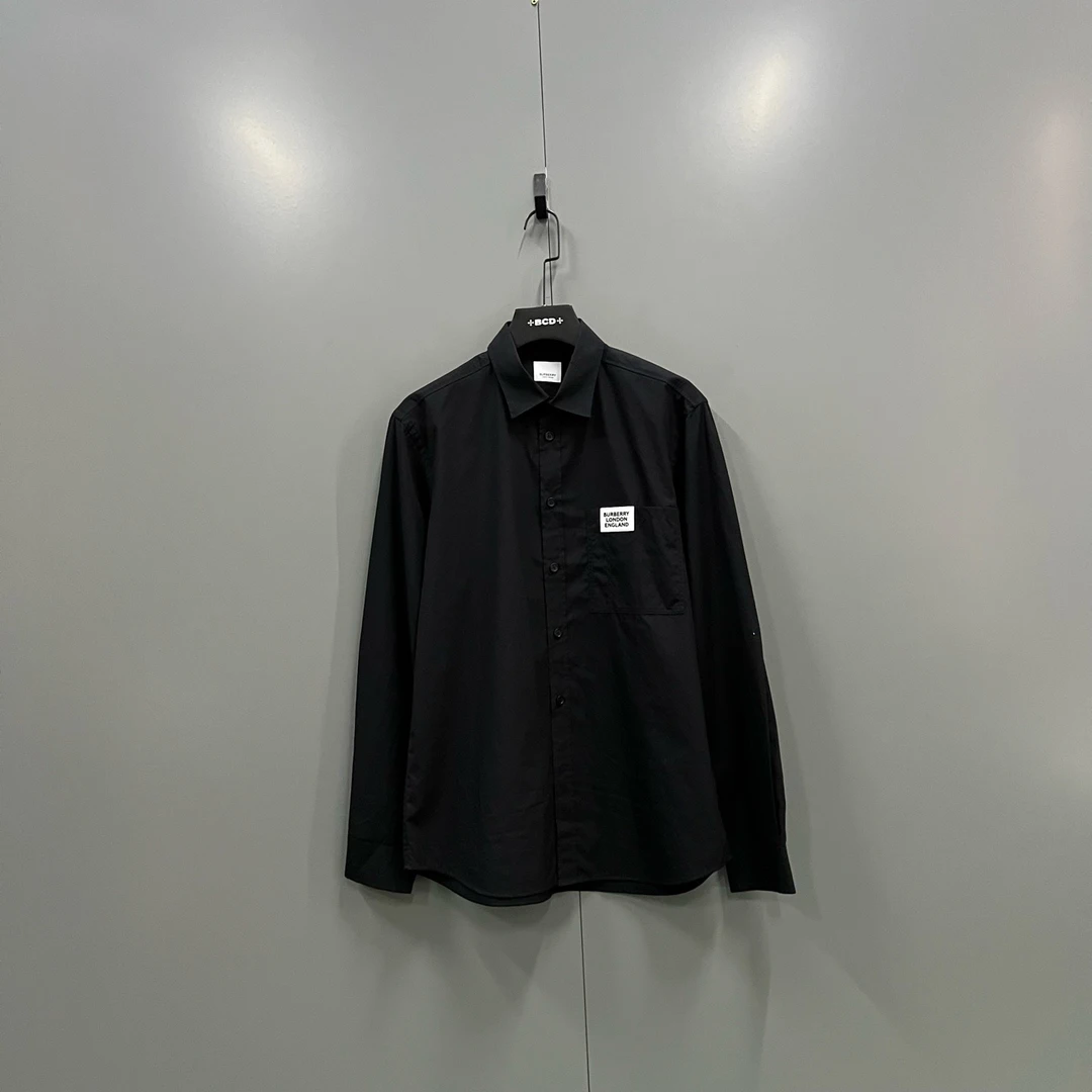 99新 BURBERRY/博柏利 巴宝莉 黑色徽标logo长袖衬衫 L码/98新