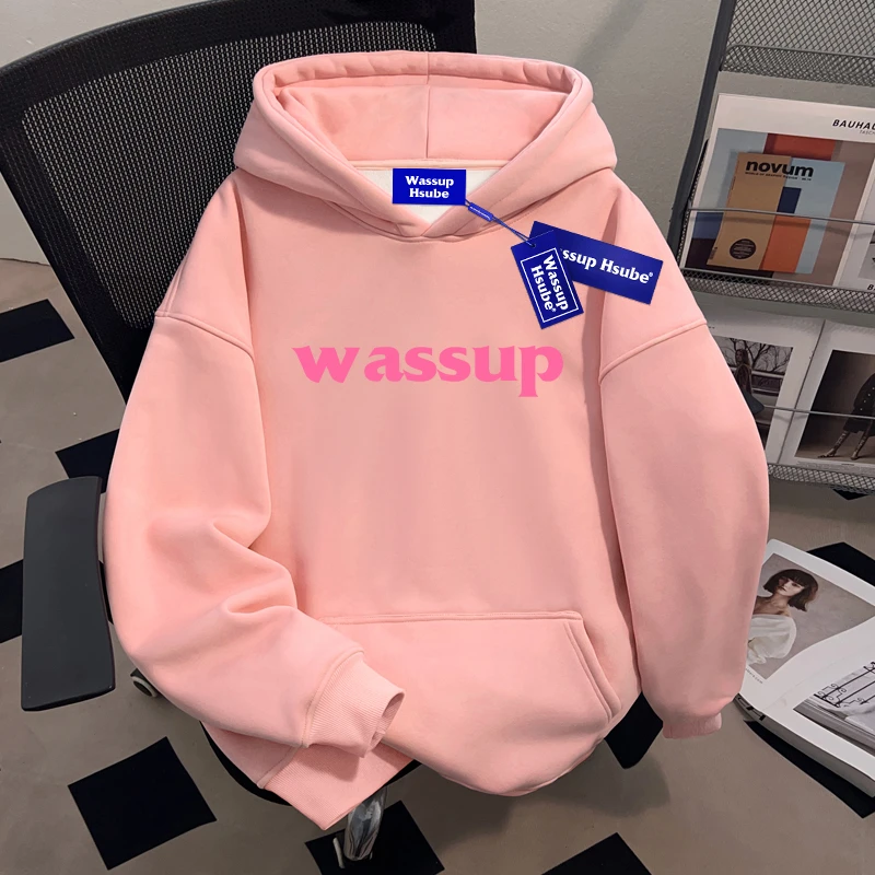WASSUP HSUBE美式潮流百搭套头连帽卫衣男女同款宽松慵懒休闲上衣