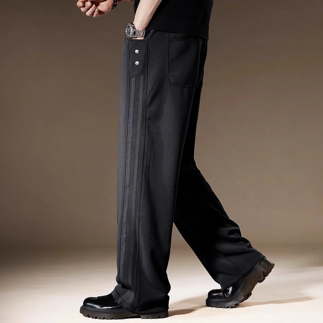 香港高端春季阔腿休闲裤男2025春秋款潮牌百搭运动裤宽松直筒裤子