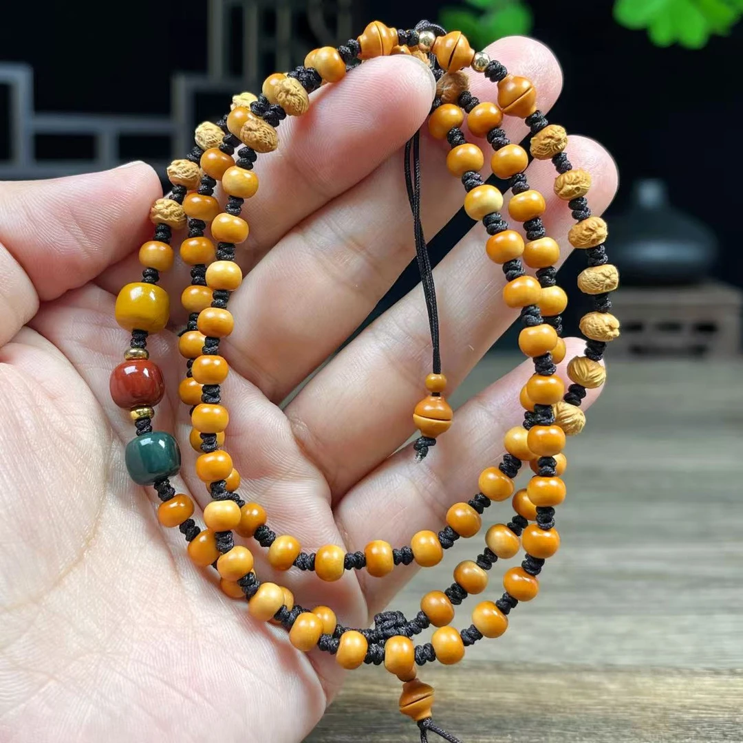 6mm核尖虎头长串 文玩橄榄核脖挂长串链子 橄榄核雕刻手串男女款