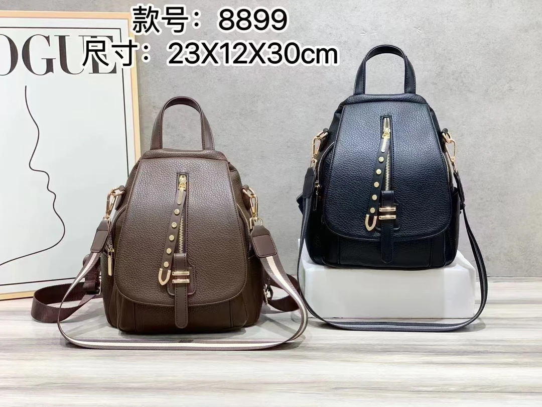 恒蔓伊高级通勤双肩背包女2025新款出行背包轻便牛皮双肩包女宝妈