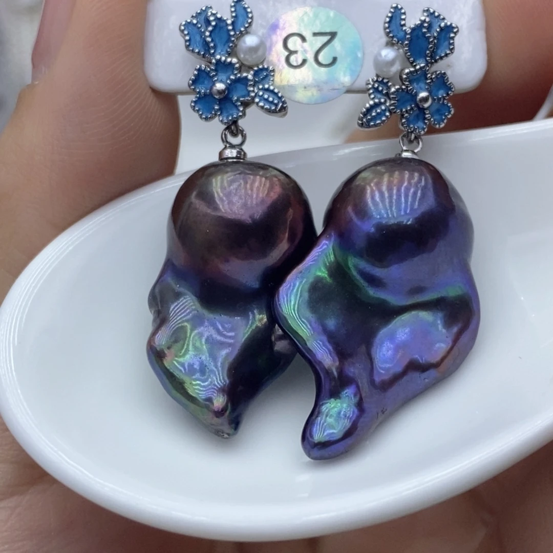 非金属非金属莫兰迪孔雀绿耳钉