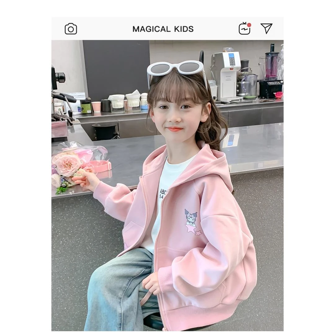 女童卫衣2025新款洋气秋装女孩连帽上衣儿童装春秋季时髦大童衣服