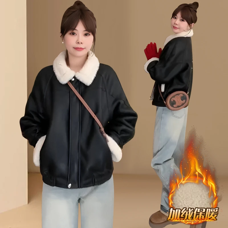 2025年秋冬季新款韩版时尚加绒加厚保暖外套女洋气百搭高级感上衣