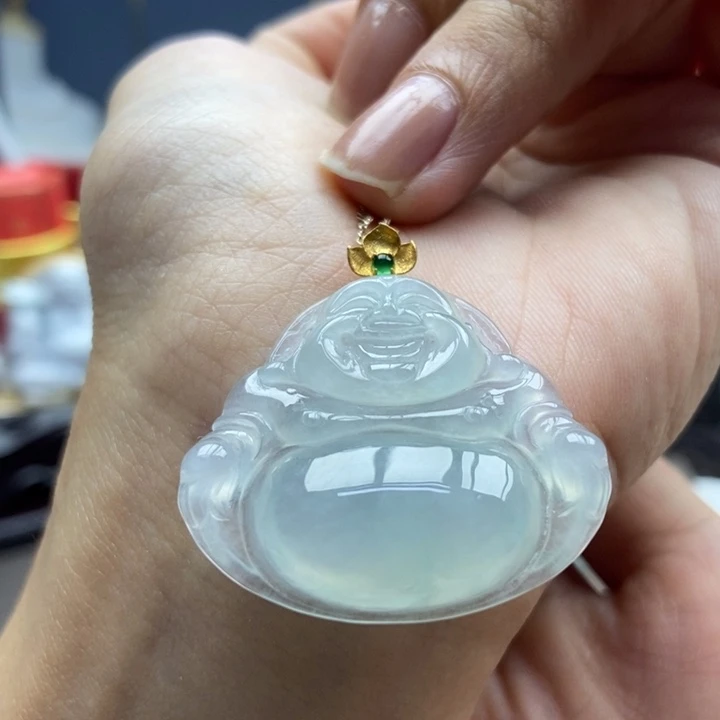 翡翠18K金镶嵌颈饰吊坠62