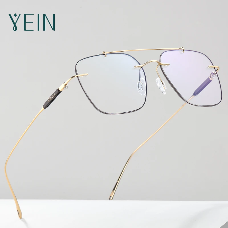 YEIN/魅影无框眼镜架7647高端切边眼镜超轻钛架男士蓝光气质潮流