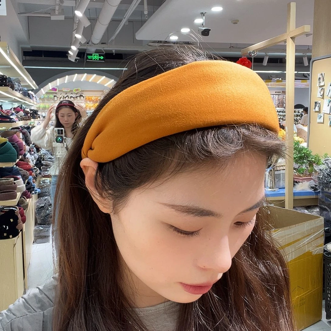 布艺非金属橘色发箍