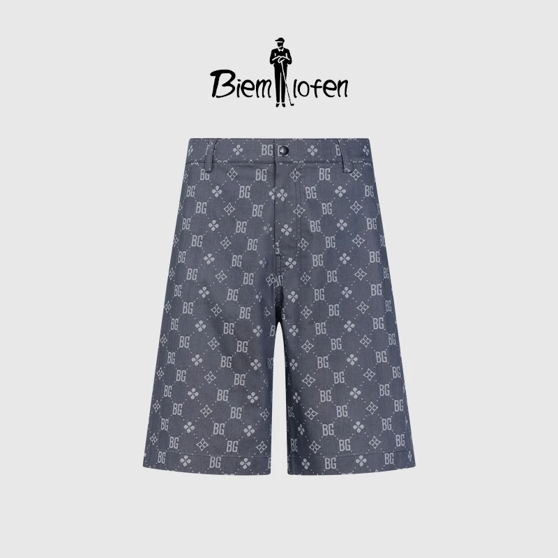 【功能棉】比音勒芬春夏款男士复古菱形格老花图案休闲短裤