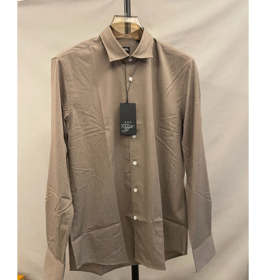 99新 ZEGNA 杰尼亚棕色春季男士衬衫