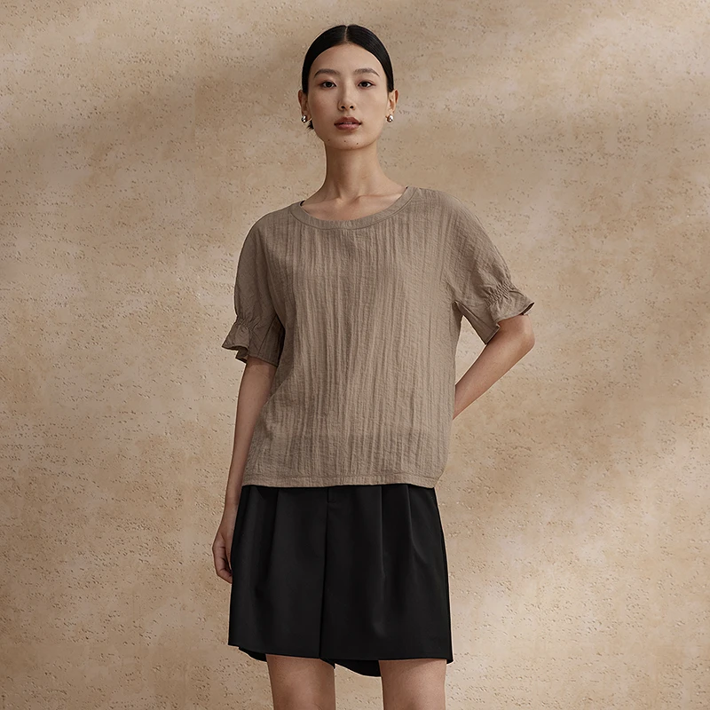 播24夏优雅宽边圆领衬衫BDR2HD1433