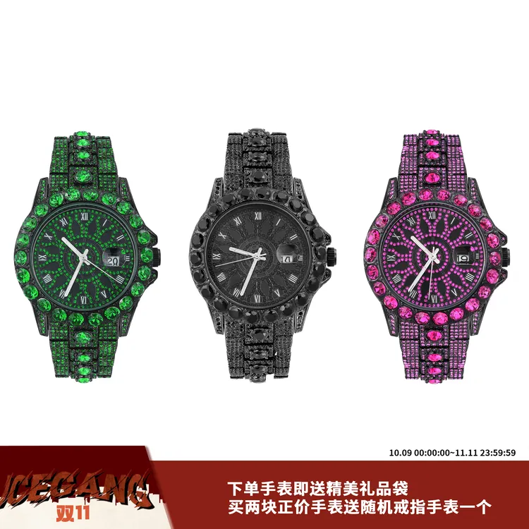 ICEGANG万花筒满钻系列霓虹绿手表腕表石英表欧美ins潮流双11好物