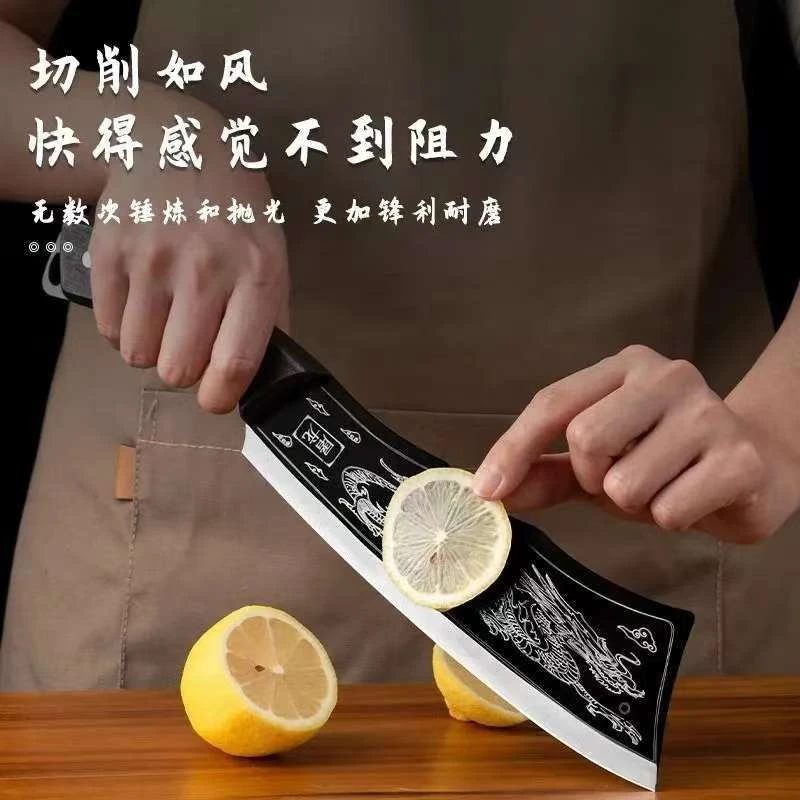 锋利多用剁骨刀柴刀锻打钢材斩刀家用切菜刀斩切用刀屠龙刀送刀套