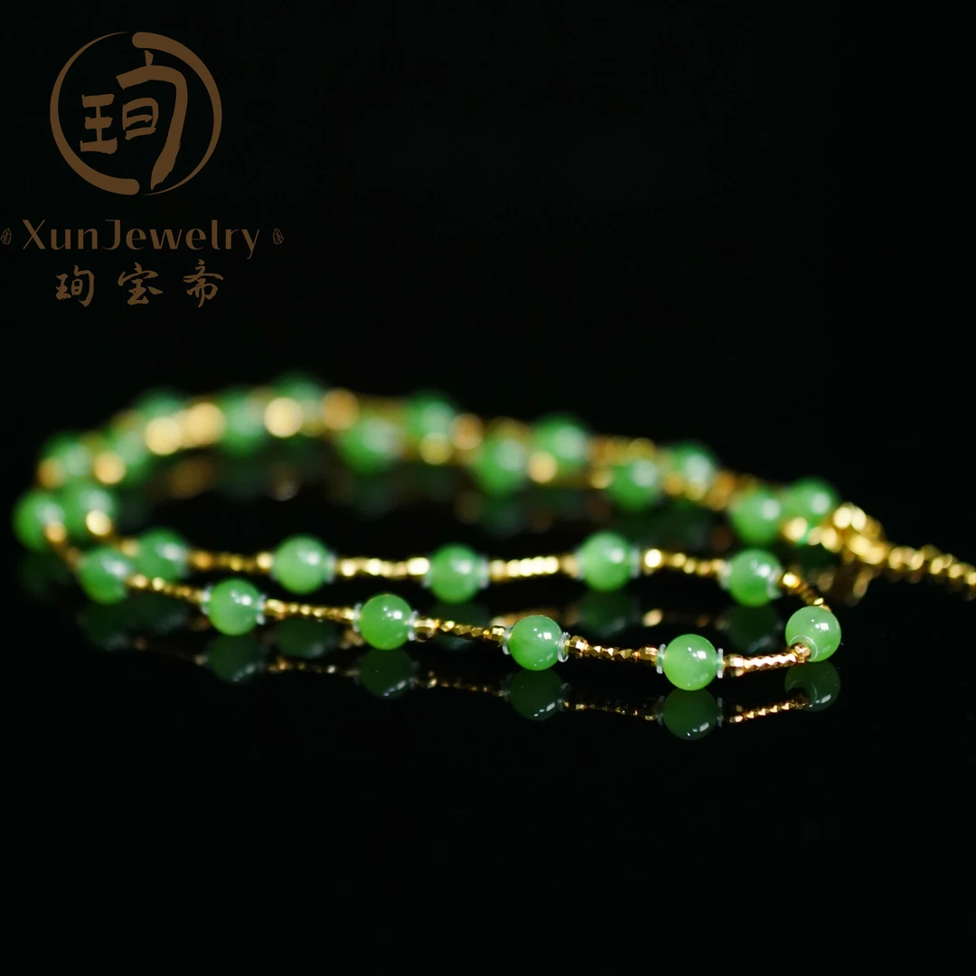 【碧缕】天然和田玉乌兰海 碧玉S925银 满天星项链