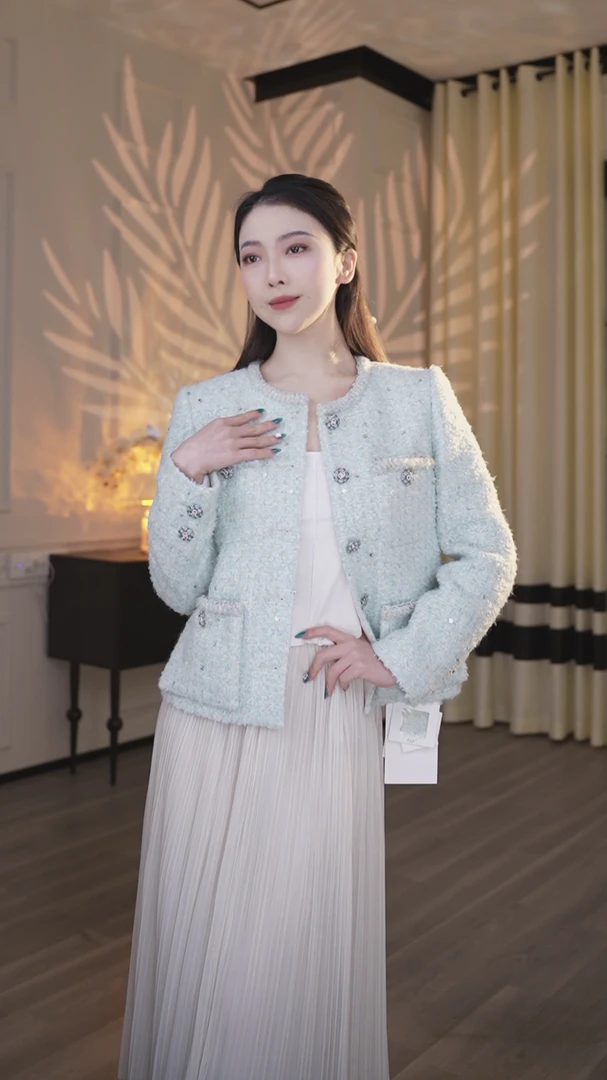 【薄荷】杭州超哥2025年时尚新款百搭轻奢气质小香风外套CO83649