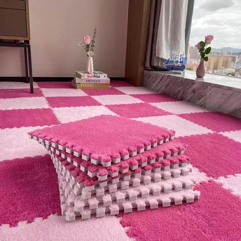 柔软泡沫榻榻米客厅满铺家用拼接床边毯可爱少女风卧室毛绒地垫