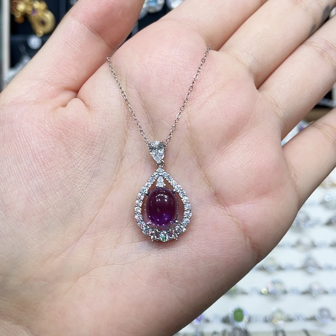 沐***沐紫晶吊坠(赠链)银S925镶嵌