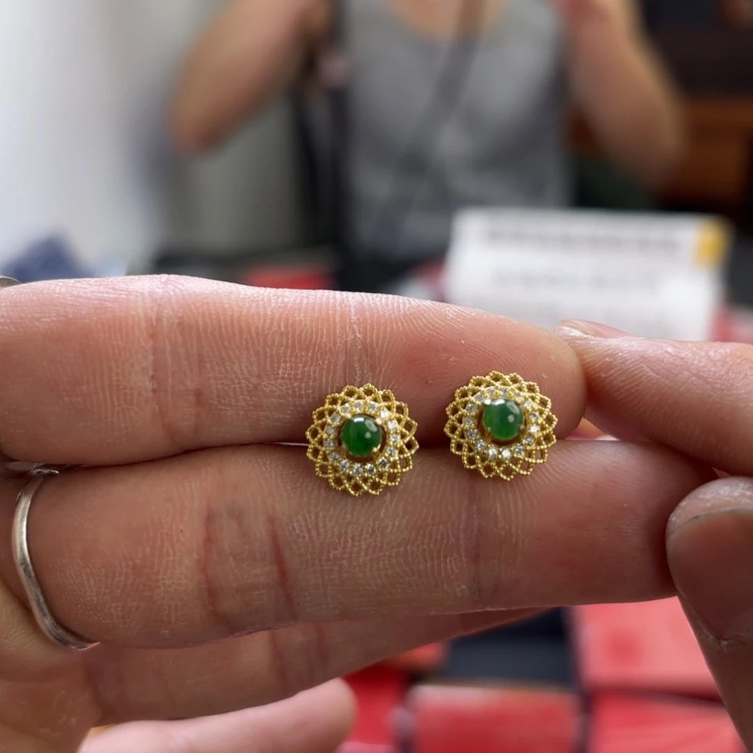 翡翠银S925镀金镶嵌颈饰