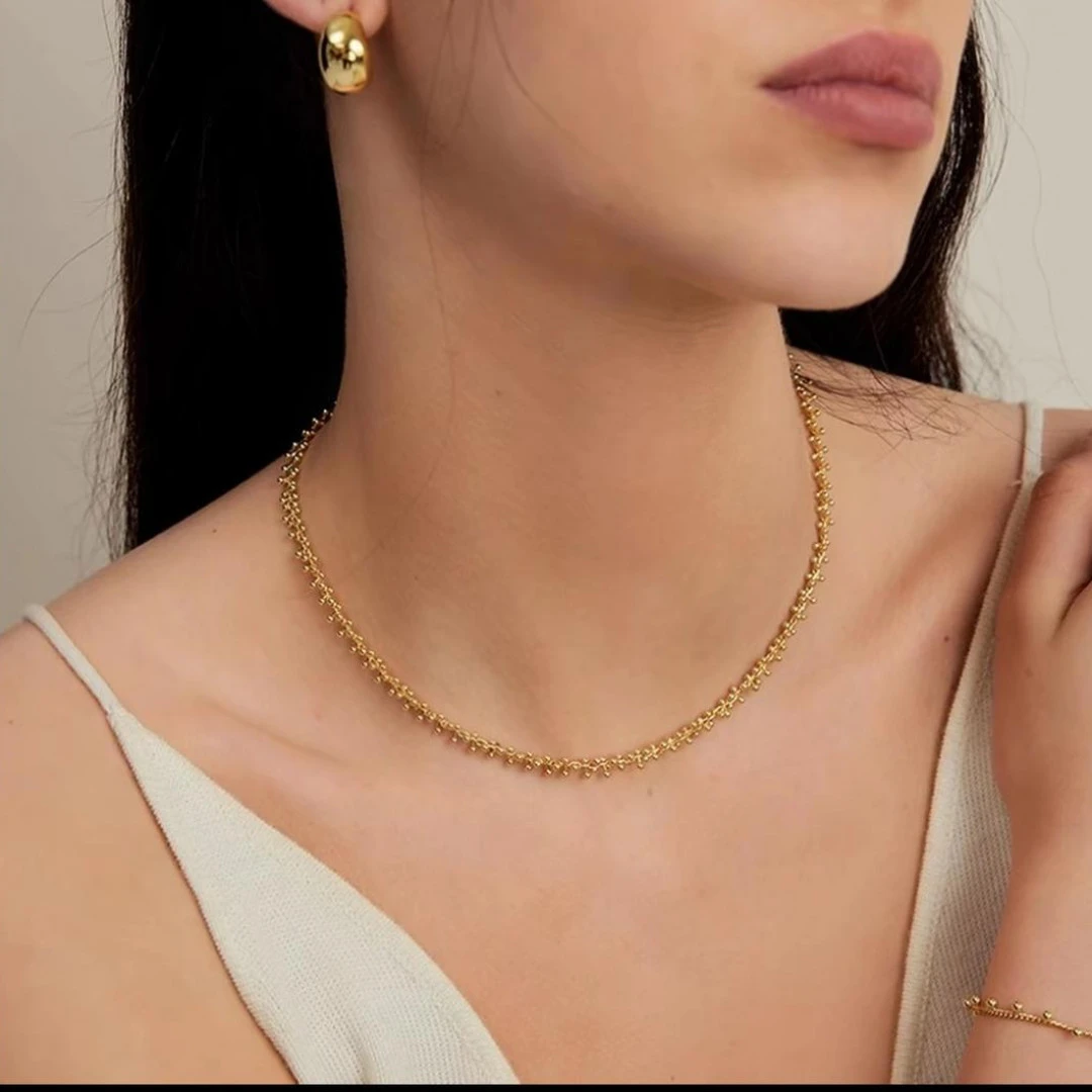 铜合金项链 【拍一送一】【含珠叠影】气质小众颈链法式