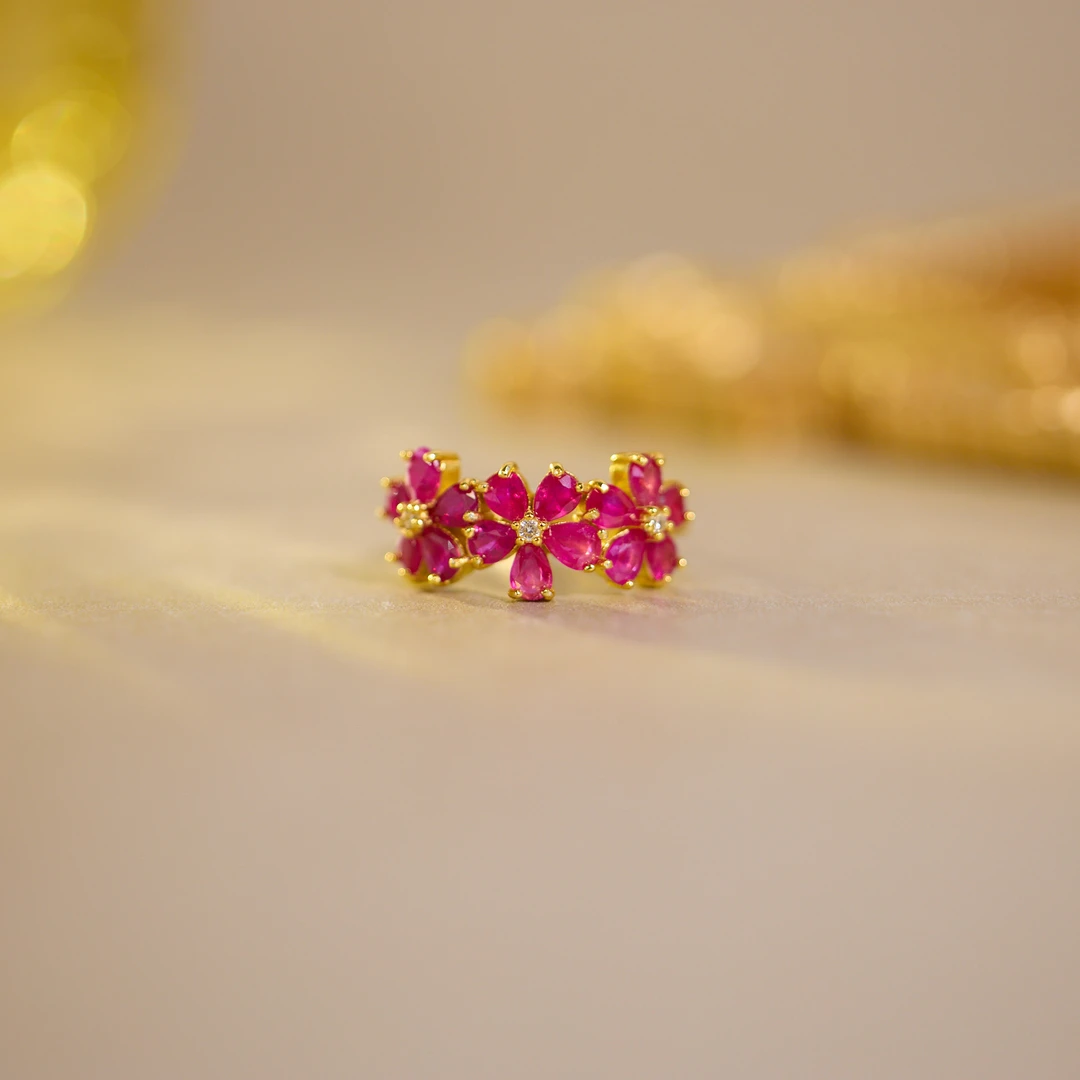 【玉峰珠宝】勿忘我*红宝石戒指（多样性发一）XB-H7223