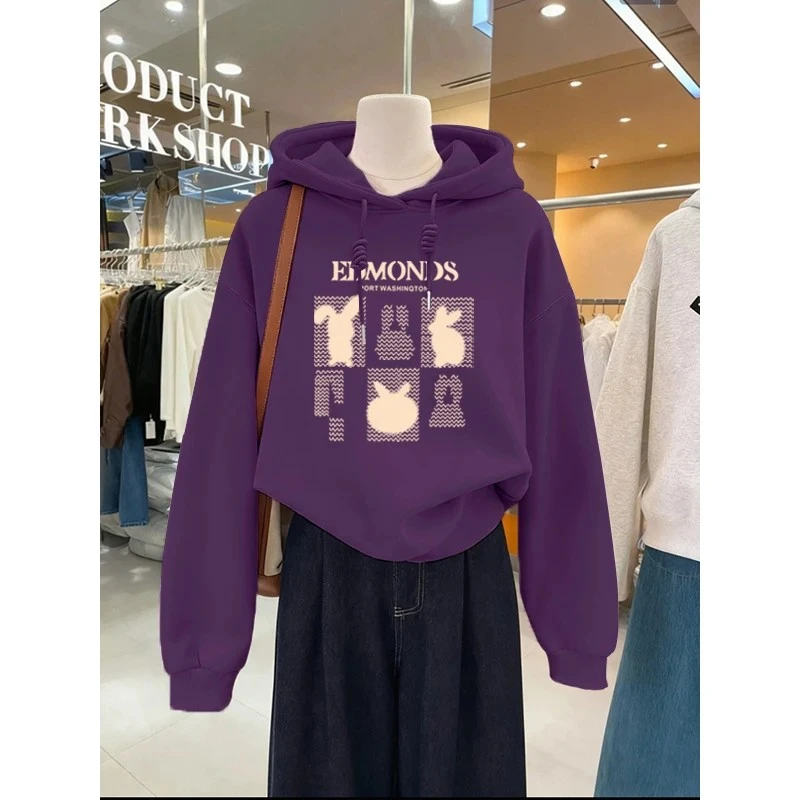 卫衣女春秋2026新款爆款时尚洋气紫色外套连帽加厚女款秋冬季上衣