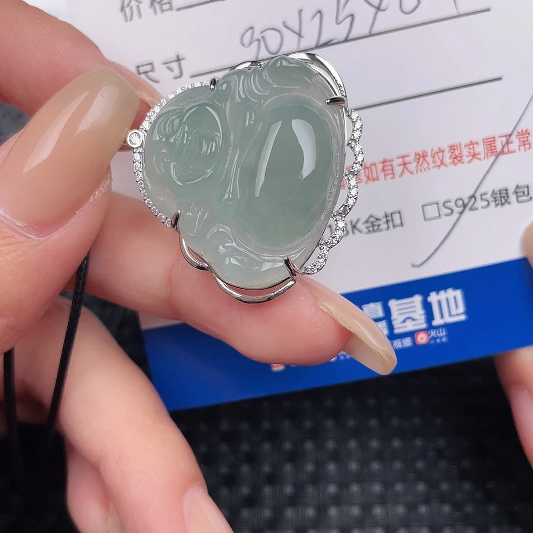 翡翠银S925镶嵌颈饰吊坠
