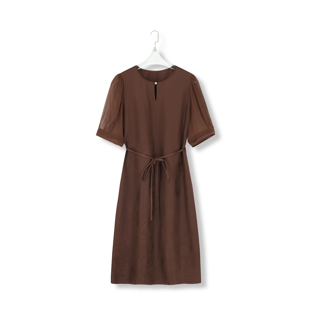 【SILK】2025年夏季新款时尚大气知性优雅桑蚕丝连衣裙69L3537