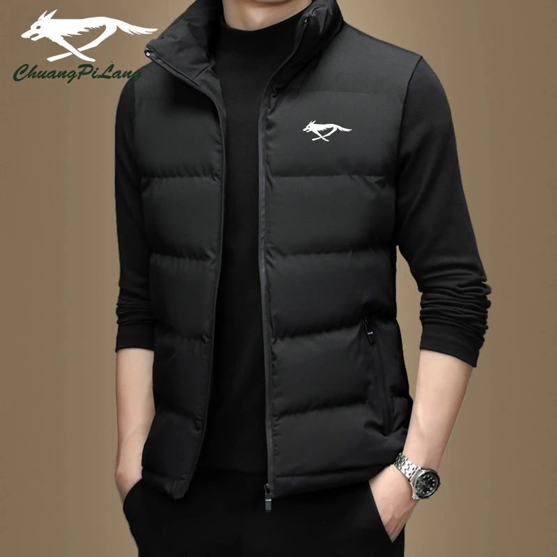 7匹断码狼男士秋冬新款棉马甲加厚保暖修身立领时尚百搭无袖坎肩